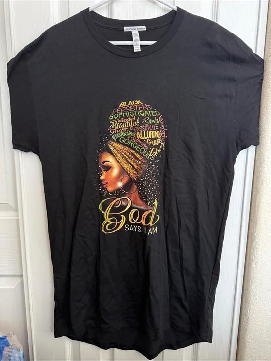Bella Canvas Tops - "God Says I Am" Black Graphic Women's Tee
